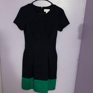 Elle Elegant Black and Green Mini Dress